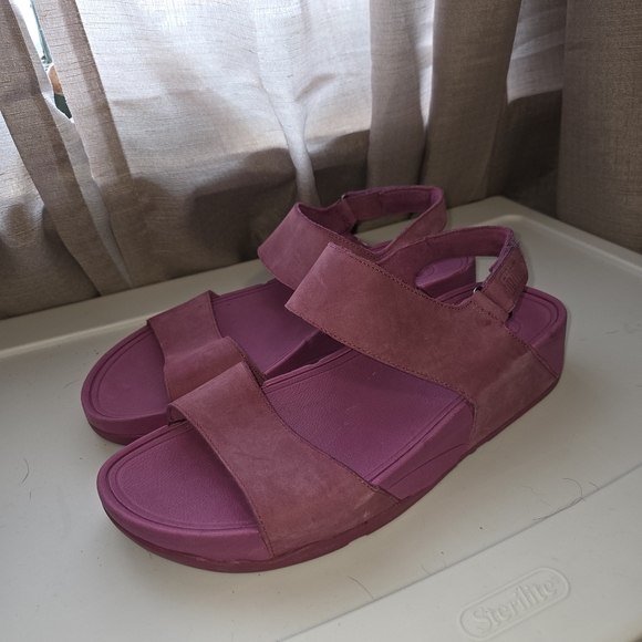 FitFlop cranberry pink suede strappy sandals 10 - Picture 4 of 11